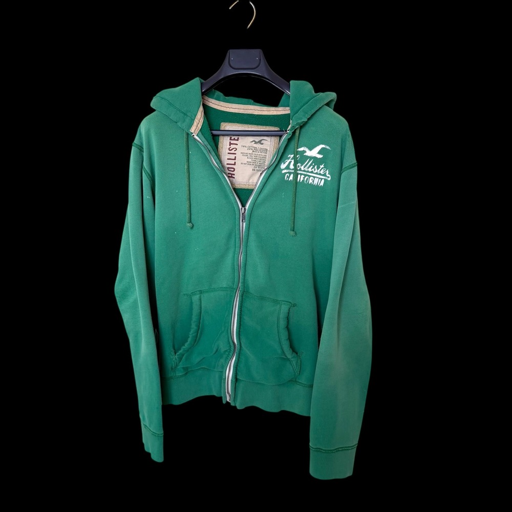 Vintage 90's Hollister Men Full Zip Hoodie California Large Distressed